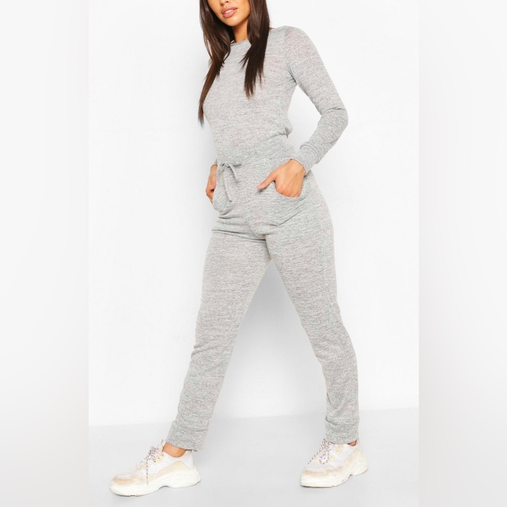 Petite Light Knit Jogger & Crop Lounge Set